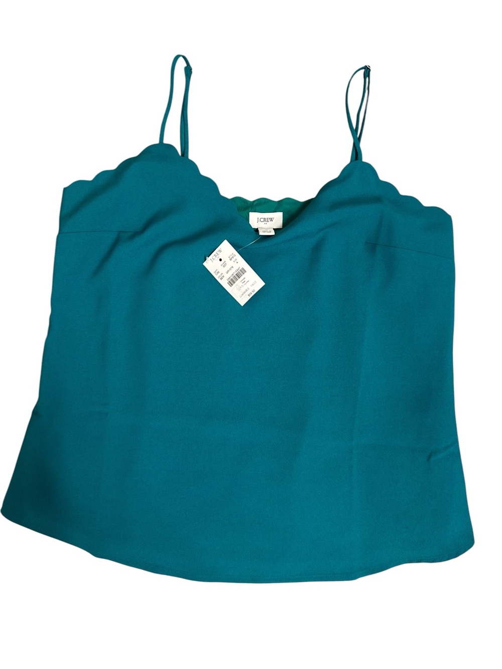 💙NWT J.Crew Women’s Teal Blue Flowy Scalloped Neckline Sleeveless Top Blouse | 4